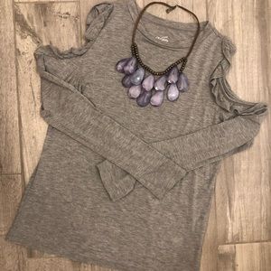 Francesca’s Cold Shoulder Ruffle Tee